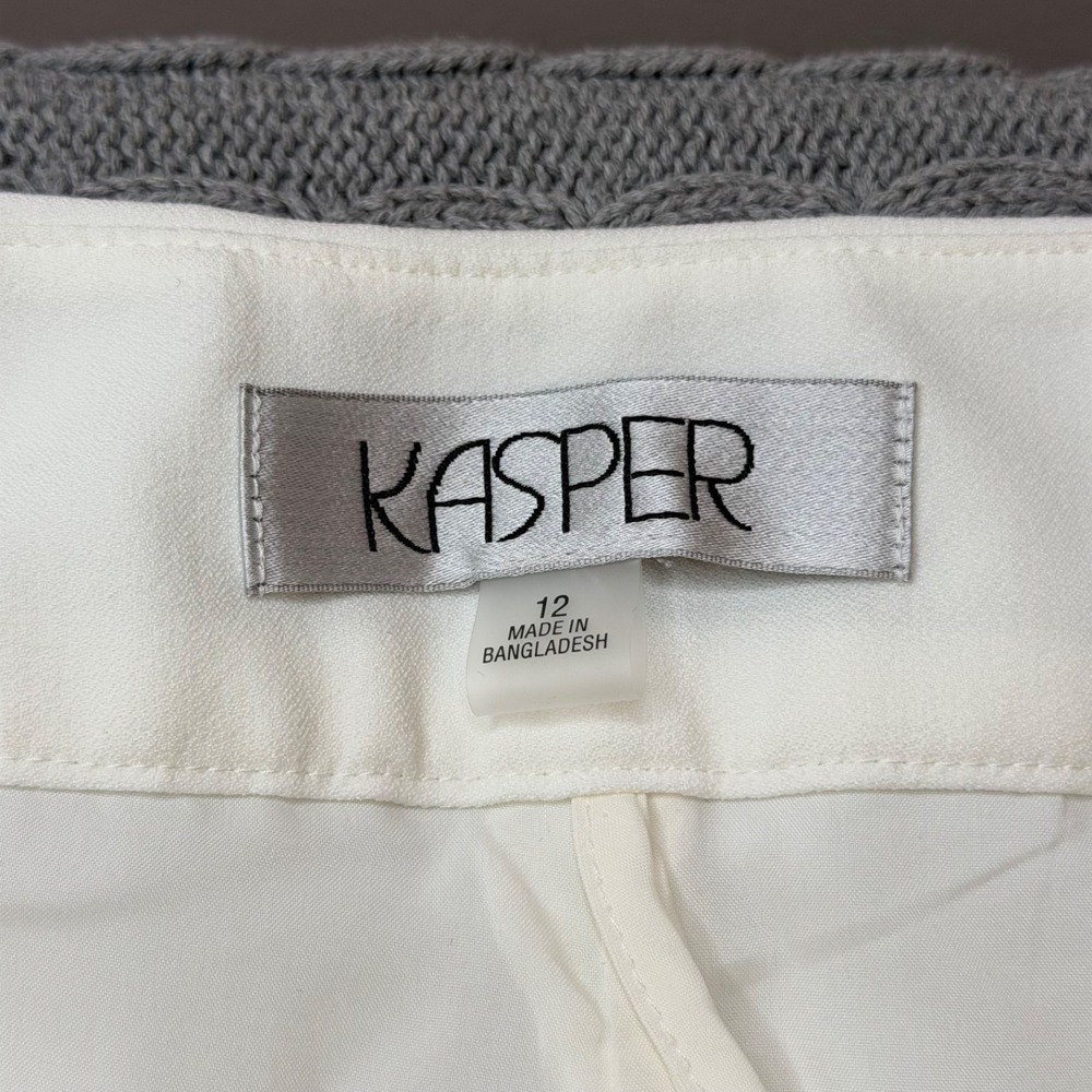 Kasper Women's Sz 12  Stretch-Crepe Straight-Leg Pants in Vanilla Ice - Picture 5 of 10